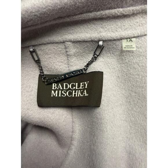 Badgely Mischka Lt. Purple Open Trench Coat Plus Siz 1X Wool Blend *Missing Belt - Picture 3 of 7